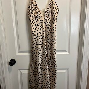 Black and Cream Spotted Slip Dress